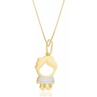 Pingente Menino Filho Cabelo + Corrente Veneziana Ouro 18k